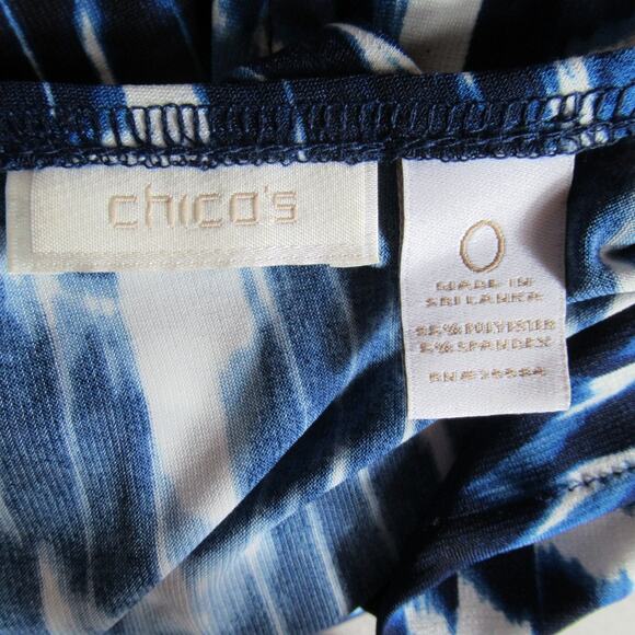 Chicos Dress Womens Sz 0 Blue White Geometric Maxi Resort Vacation Beachy Flowy - Picture 7 of 8
